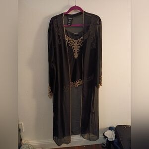 Metro Style Elegant Black and Gold Embroidered Top Set